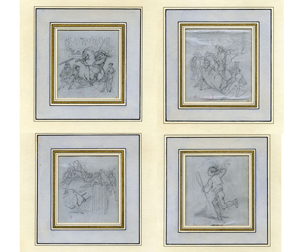 Quatre dessins au crayon graphite