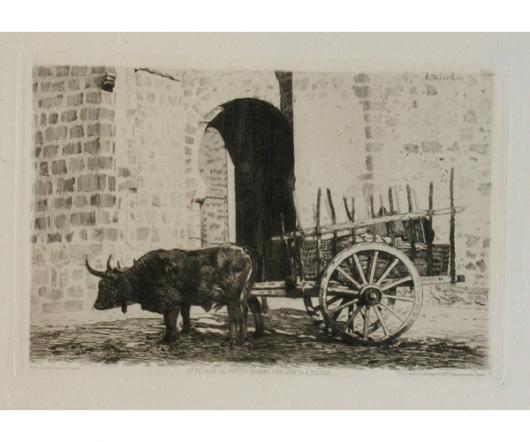 Attelage de boeufs devant la porte à Tolède